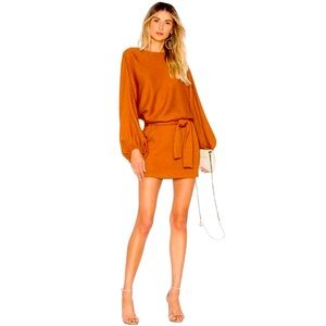 Saylor‎ Zahra Long Sleeve Ties at Waist Rust Orange Sweater Mini Dress